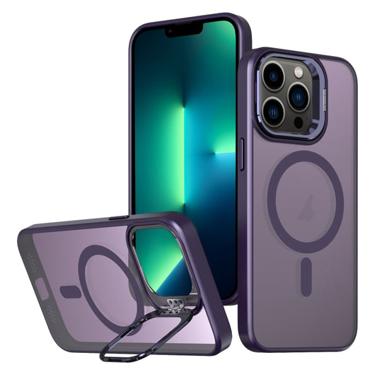 For iPhone 13 Pro Max Metal Invisible Camera Holder MagSafe Magnetic Phone Case(Purple) - iPhone 13 Pro Max Cases by buy2fix | Online Shopping UK | buy2fix