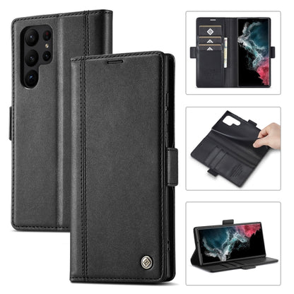 For Samsung Galaxy S24 Ultra LC.IMEEKE Skin-friendly Card Slots Leather Phone Case(Black) - Galaxy S24 Ultra 5G Cases by LC.IMEEKE | Online Shopping UK | buy2fix