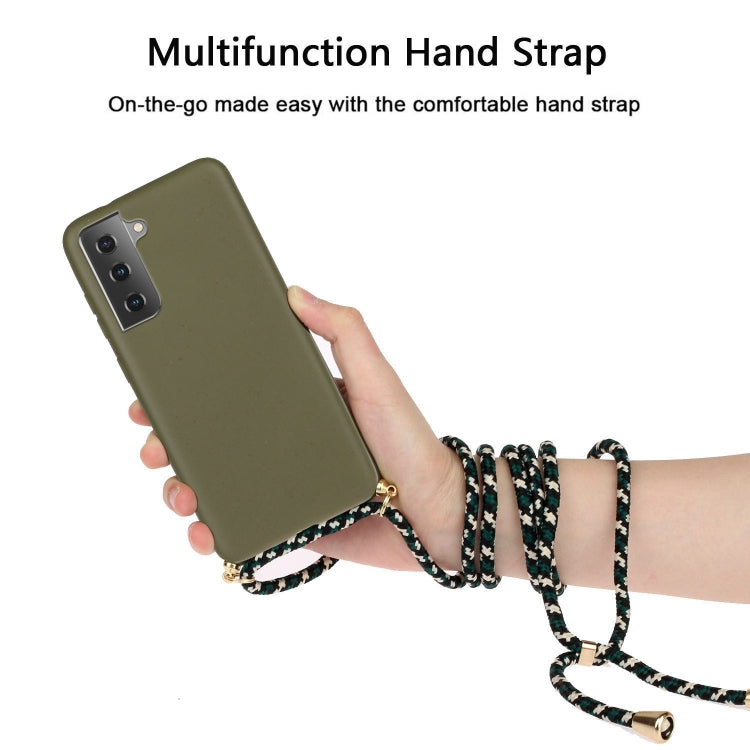 For Samsung Galaxy A35 5G Wheat Straw Material + TPU Phone Case with Lanyard(Army Green) - Galaxy Phone Cases by buy2fix | Online Shopping UK | buy2fix