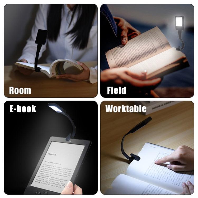 LED Reading Light Clip Book USB Charging Mini Bedside Learning Lamp(Black) - USB Light by buy2fix | Online Shopping UK | buy2fix