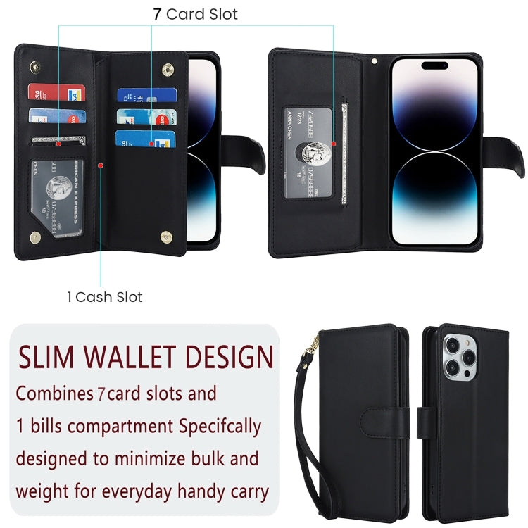 For iPhone 16 Pro Multi-Card Wallet RFID Leather Phone Case(Black) - iPhone 16 Pro Cases by buy2fix | Online Shopping UK | buy2fix