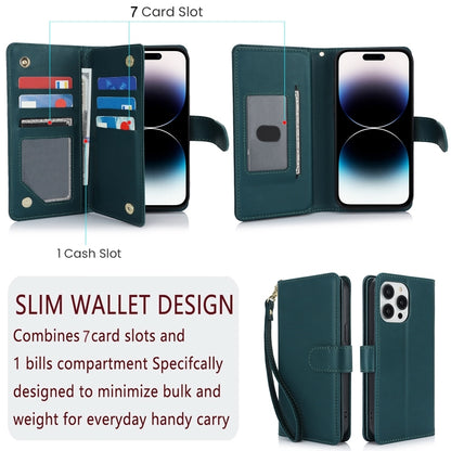 For iPhone 16 Pro Max Multi-Card Wallet RFID Leather Phone Case(Green) - iPhone 16 Pro Max Cases by buy2fix | Online Shopping UK | buy2fix