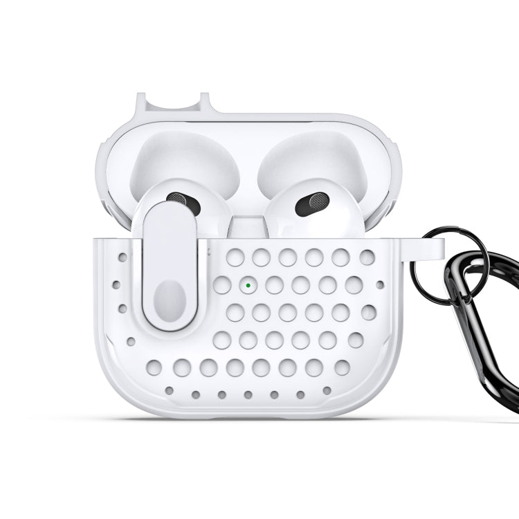 For AirPods 3 DUX DUCIS PECM Series Split Peak Hollow Earphone Case with Hook(White) - For AirPods 3 by DUX DUCIS | Online Shopping UK | buy2fix