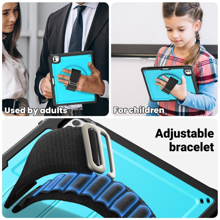 For iPad Pro 13 2024 Honeycomb Hand Grip Turntable Stand Tablet Case(Light Blue) - iPad Pro 13 2024 Cases by buy2fix | Online Shopping UK | buy2fix