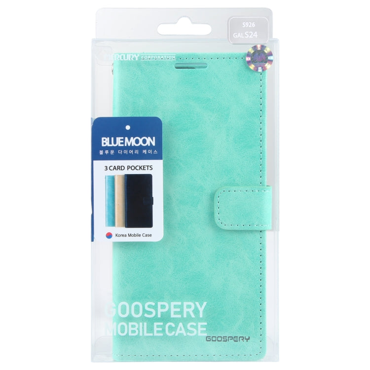 For Samsung Galaxy S24 5G GOOSPERY BLUE MOON Crazy Horse Texture Leather Phone Case(Mint Green) - Galaxy S24 5G Cases by GOOSPERY | Online Shopping UK | buy2fix