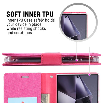 For Samsung Galaxy S24 Ultra 5G GOOSPERY CANVAS DIARY Fabric Texture Flip Leather Phone Case(Rose Red) - Galaxy S24 Ultra 5G Cases by GOOSPERY | Online Shopping UK | buy2fix