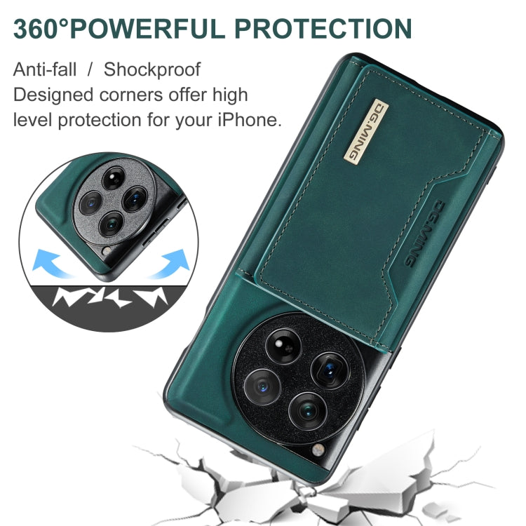 For OnePlus 12 DG.MING M2 Series 3-Fold Multi Card Bag + Magnetic Phone Case(Green) - OnePlus Cases by DG.MING | Online Shopping UK | buy2fix