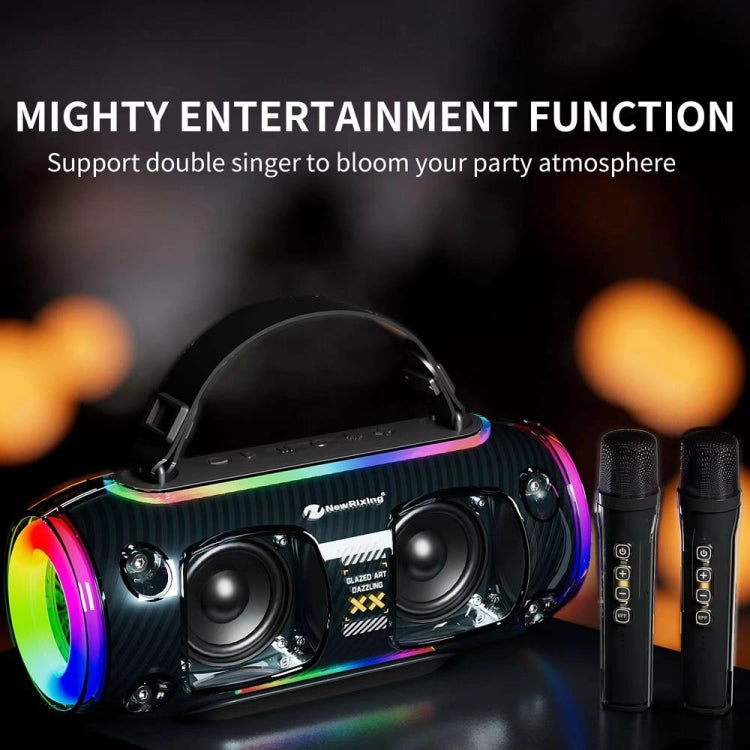 New Rixing NR8806 Portable Outdoor Wireless Bluetooth Speaker RGB Colorful Subwoofer, Style:Without Mic(Black) - Desktop Speaker by NewRixing | Online Shopping UK | buy2fix