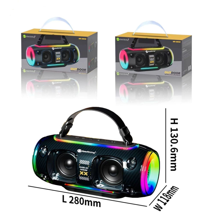 New Rixing NR8806 Portable Outdoor Wireless Bluetooth Speaker RGB Colorful Subwoofer, Style:Without Mic(Black) - Desktop Speaker by NewRixing | Online Shopping UK | buy2fix