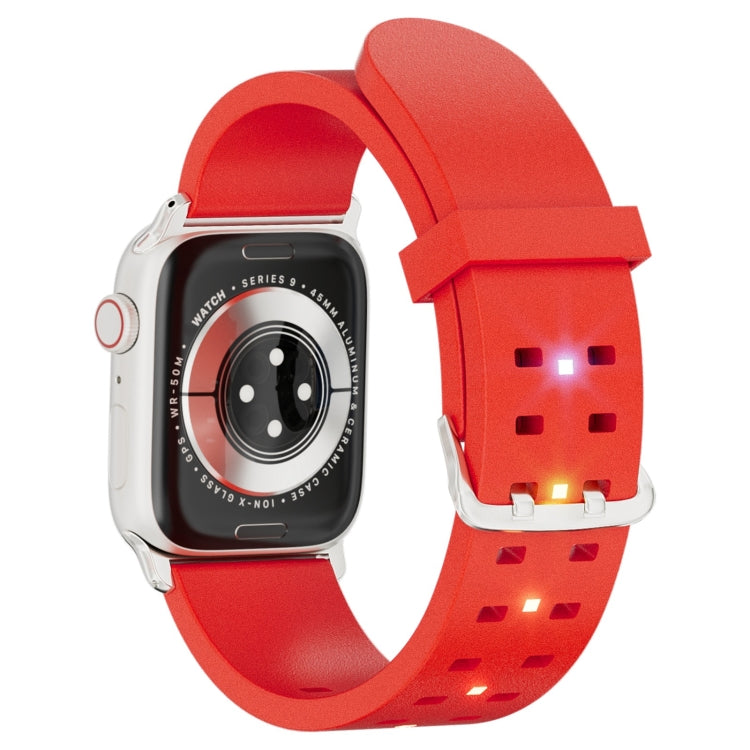 For Apple Watch Series 8 45mm Luminous Colorful Light Silicone Watch Band(Red) - Watch Bands by buy2fix | Online Shopping UK | buy2fix