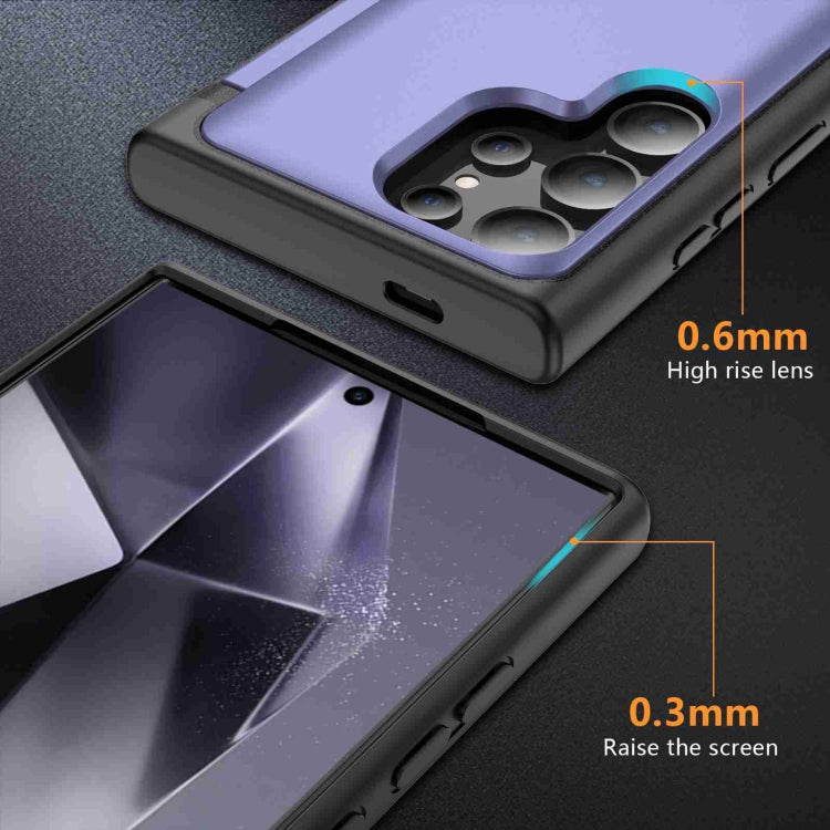 For Samsung Galaxy S22 Ultra 5G 3 in 1 Flip Holder Phone Case(Light Purple) - Galaxy S22 Ultra 5G Cases by buy2fix | Online Shopping UK | buy2fix