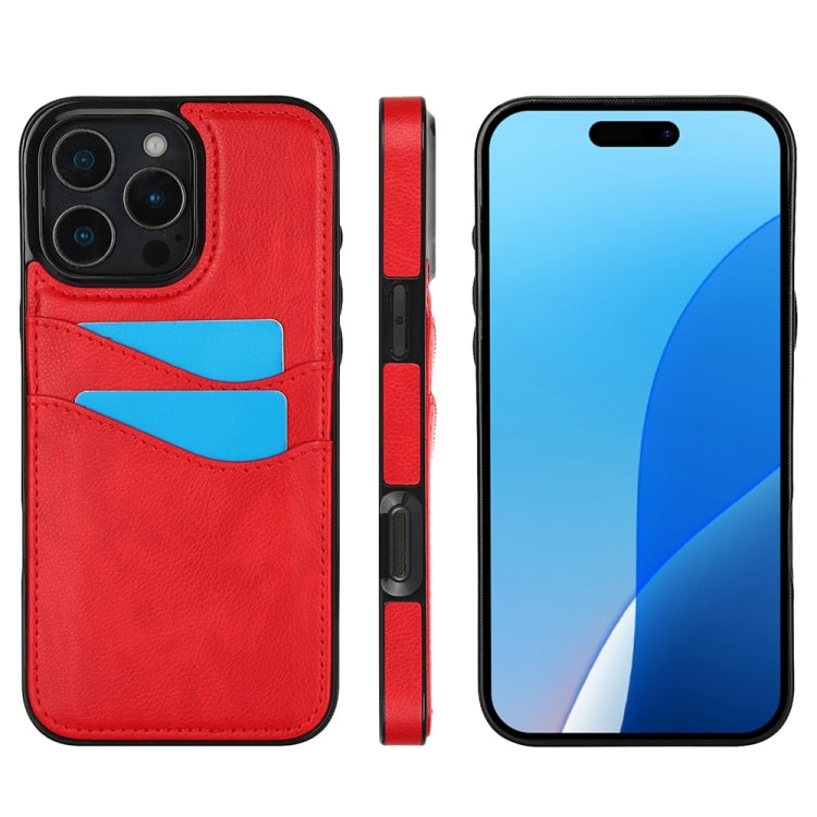 For iPhone 16 Pro Litchi Leather Skin Card Slots Phone Case(Red) - iPhone 16 Pro Cases by buy2fix | Online Shopping UK | buy2fix