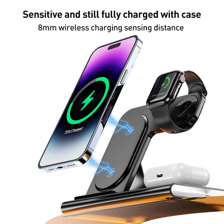 A80 3 in 1 15W Folding Wireless Charger(Black) - Wireless Charger by buy2fix | Online Shopping UK | buy2fix