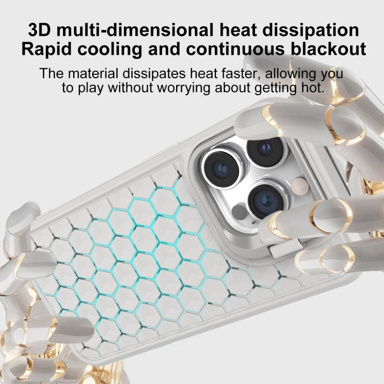 For iPhone 15 Plus Honeycomb Radiating Lens Holder Magsafe Phone Case(Grey) - iPhone 15 Plus Cases by buy2fix | Online Shopping UK | buy2fix