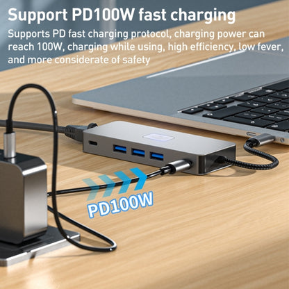 BYL-2315 10 in 1 Type-C to PD100W + USB3.0 + HDMI + RJ45 + SD/TF HUB Docking Station(Space Grey) - USB HUB by buy2fix | Online Shopping UK | buy2fix