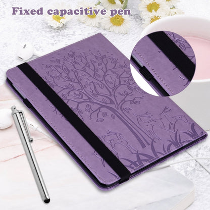 For Lenovo Tab M11 / Xiaoxin Pad 11 2024 Tree & Deer Embossed Leather Tablet Case(Purple) - Lenovo by buy2fix | Online Shopping UK | buy2fix