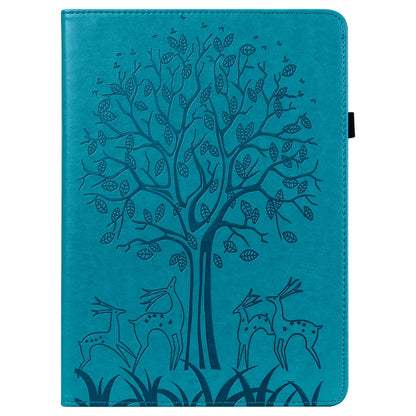 For Lenovo Tab M11 / Xiaoxin Pad 11 2024 Tree & Deer Embossed Leather Tablet Case(Blue) - Lenovo by buy2fix | Online Shopping UK | buy2fix