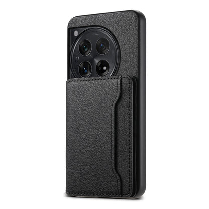 For OnePlus Ace 3 Calf Texture Card Bag Design Full Coverage Phone Case(Black) - OnePlus Cases by buy2fix | Online Shopping UK | buy2fix