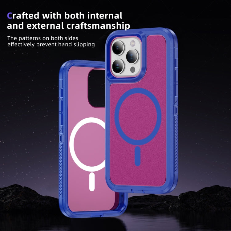 For iPhone 14 / 13 Guard Magsafe Magnetic Ring Matte Phone Case(Blue+Rose Red) - iPhone 14 Cases by buy2fix | Online Shopping UK | buy2fix