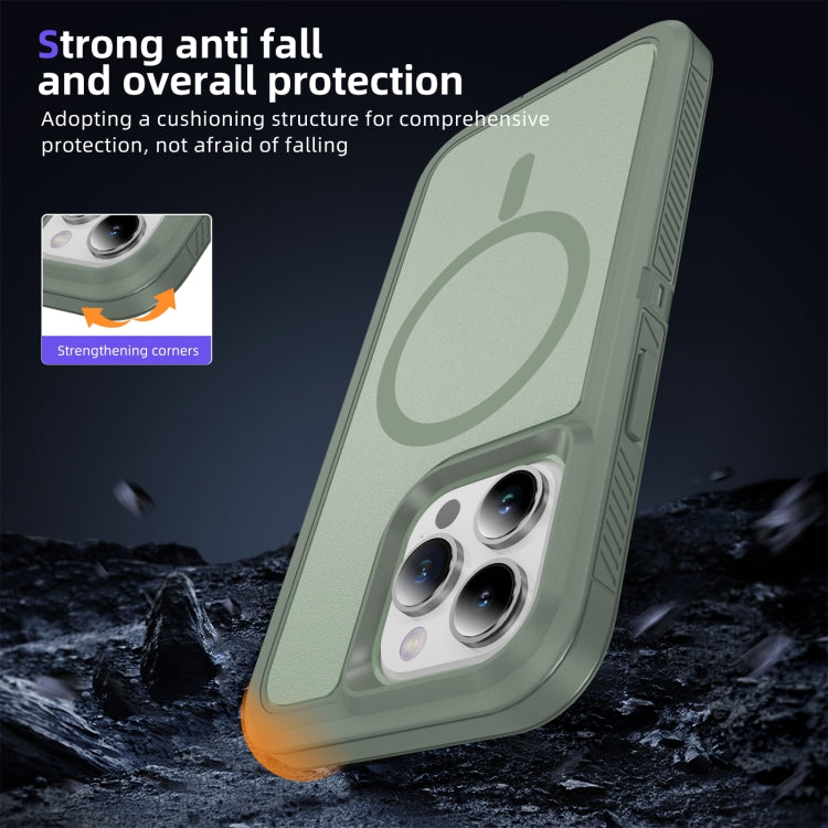 For iPhone 14 Pro Guard Magsafe Magnetic Ring Matte Phone Case(Green) - iPhone 14 Pro Cases by buy2fix | Online Shopping UK | buy2fix