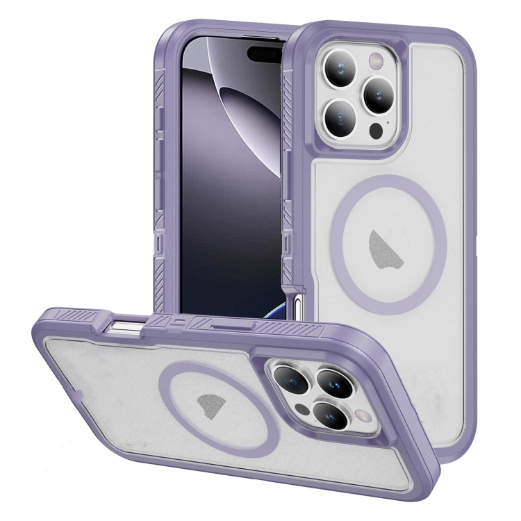 For iPhone 16 Pro Max Guard Magsafe Magnetic Ring Matte Phone Case(Light Purple) - iPhone 16 Pro Max Cases by buy2fix | Online Shopping UK | buy2fix