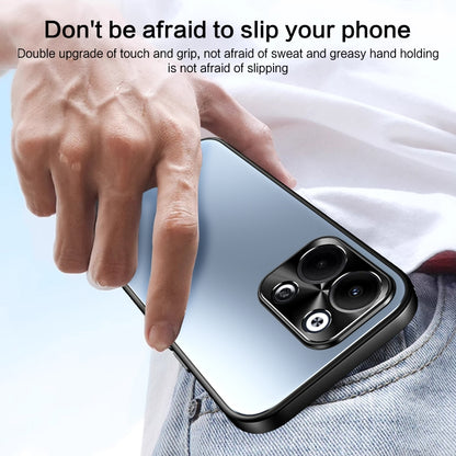 For OPPO Reno9 Pro+ R-JUST RJ-61 Electroplating Frosted TPU + PC Phone Case with Holder(Silver) - OPPO Cases by R-JUST | Online Shopping UK | buy2fix