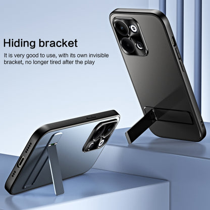 For OPPO Reno9 Pro+ R-JUST RJ-61 Electroplating Frosted TPU + PC Phone Case with Holder(Silver) - OPPO Cases by R-JUST | Online Shopping UK | buy2fix