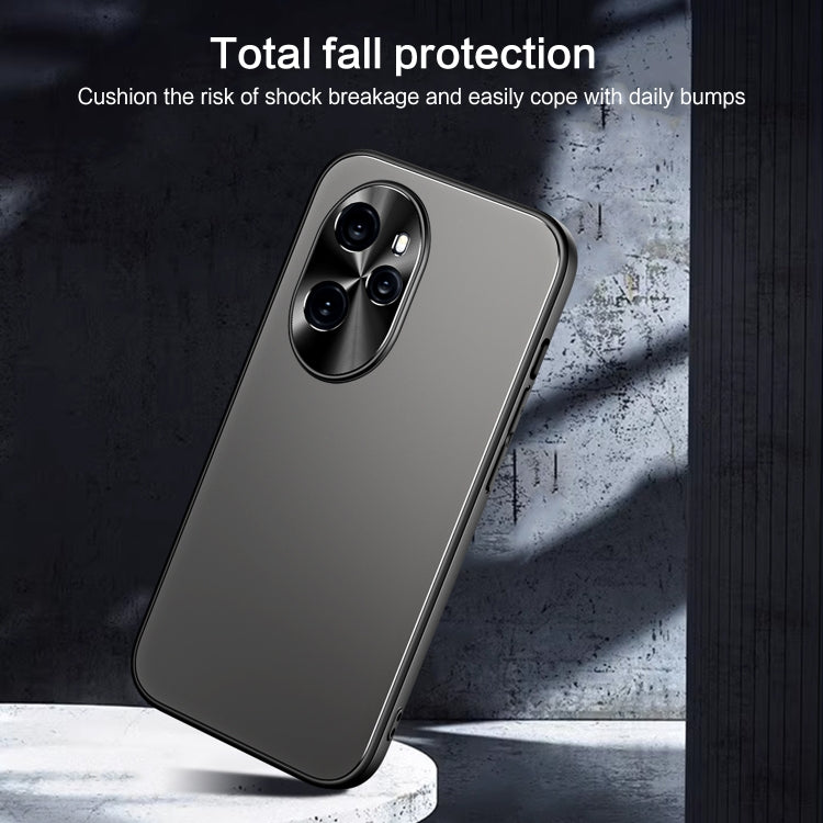 For Honor 100 R-JUST RJ-61 Electroplating Frosted TPU + PC Phone Case with Holder(Silver) - Honor Cases by R-JUST | Online Shopping UK | buy2fix