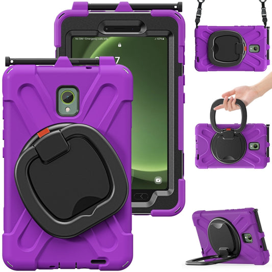 For Samsung Galaxy Tab Active5 X300 Silicone Hybrid PC Tablet Case with Holder & Shoulder Strap(Purple) - Other Galaxy Tab PC by buy2fix | Online Shopping UK | buy2fix