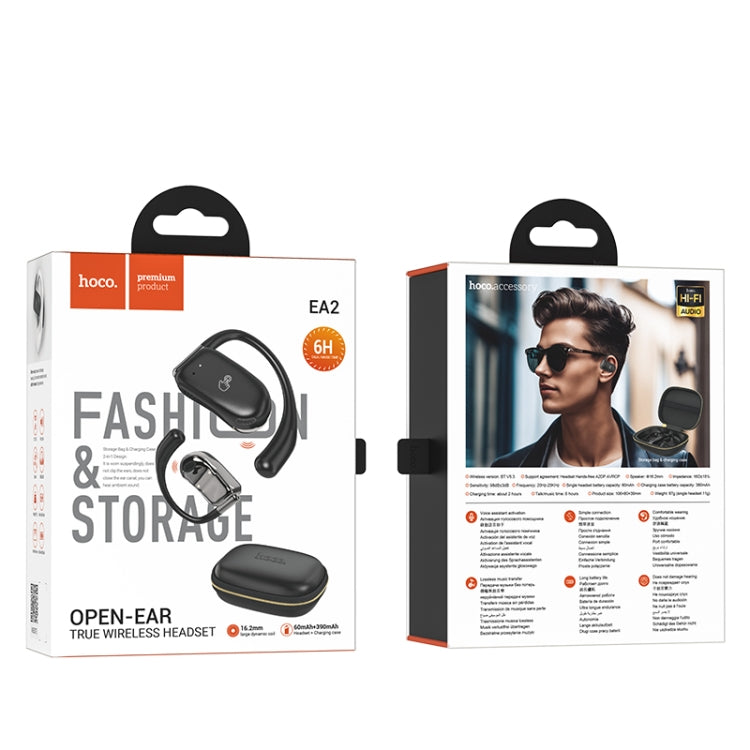 hoco EA2 Open True Wireless Bluetooth Earphone(Black) - Bluetooth Earphone by hoco | Online Shopping UK | buy2fix
