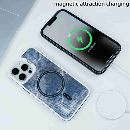 For iPhone 15 Pro Contrast Color Denim MagSafe Magnetic Phone Case(Grey) - iPhone 15 Pro Cases by buy2fix | Online Shopping UK | buy2fix