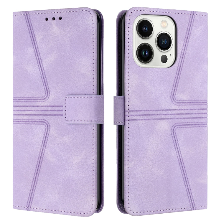 For iPhone 16 Pro Triangle Solid Color Leather Phone Case(Purple) - iPhone 16 Pro Cases by buy2fix | Online Shopping UK | buy2fix