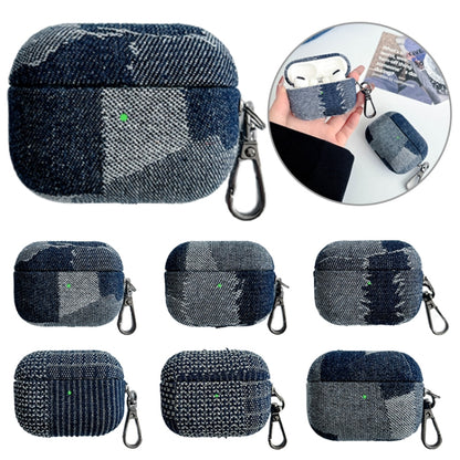 For AirPods Pro 2 Stitching Denim Cloth Bluetooth Earphone Protective Case(Rhombus) - For AirPods Pro 2 by buy2fix | Online Shopping UK | buy2fix