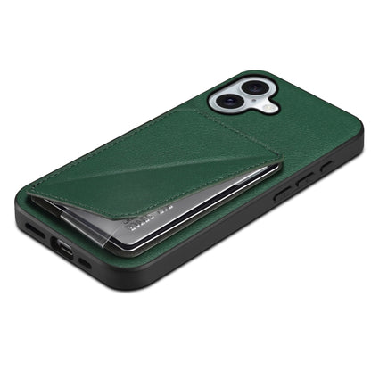 For iPhone 16 Plus D04 Calf Texture Dual Card Slot Holder Phone Case(Green) - iPhone 16 Plus Cases by buy2fix | Online Shopping UK | buy2fix