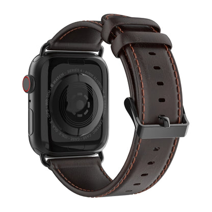 For Apple Watch Series 9 45mm DUX DUCIS Business Genuine Leather Watch Strap(Coffee) - Watch Bands by DUX DUCIS | Online Shopping UK | buy2fix