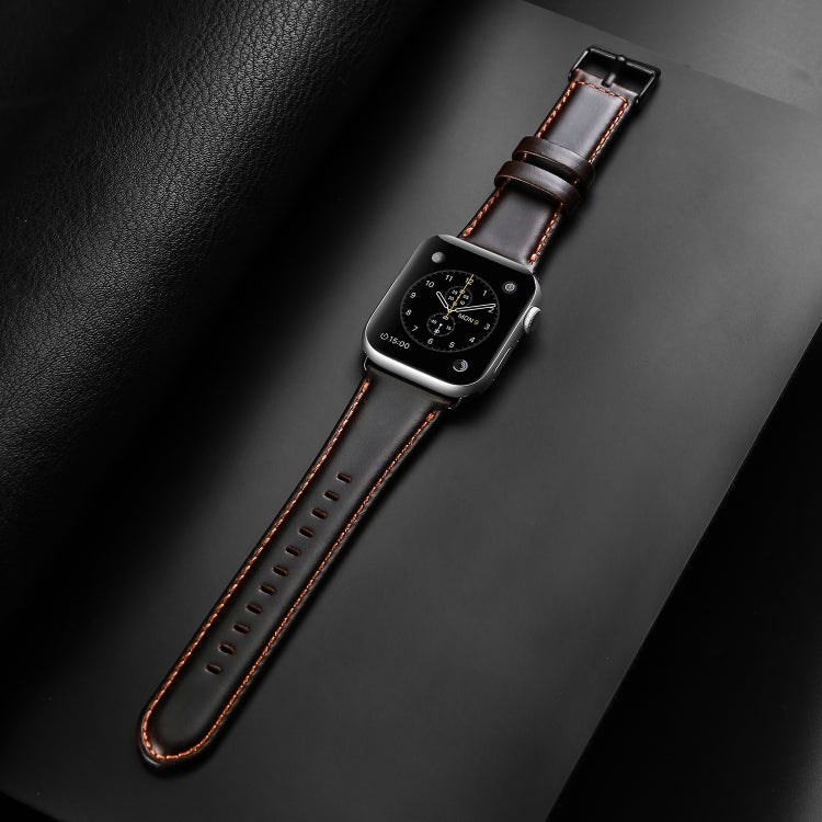 For Apple Watch Ultra 49mm DUX DUCIS Business Genuine Leather Watch Strap(Coffee) - Watch Bands by DUX DUCIS | Online Shopping UK | buy2fix