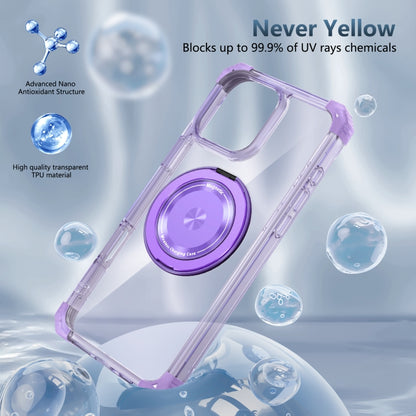 For iPhone 16 Pro Max Gold Shield CD Pattern MagSafe Magnetic Phone Case with Rotating Stand(Transparent Purple) - iPhone 16 Pro Max Cases by buy2fix | Online Shopping UK | buy2fix