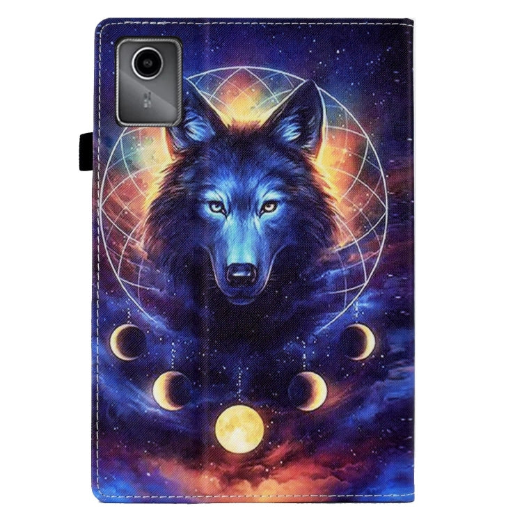 For Lenovo Tab M11 / Xiaoxin Pad 11 2024 Colored Drawing Stitching Elastic Band Leather Smart Tablet Case(Space Wolf) - Lenovo by buy2fix | Online Shopping UK | buy2fix