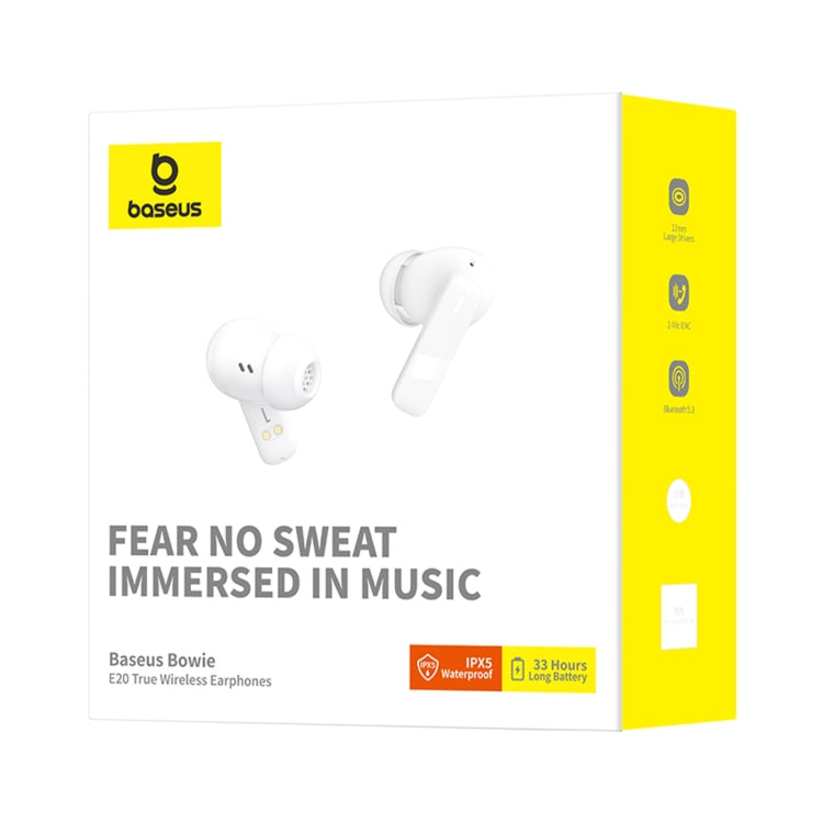 Baseus Bowie E20 True Wireless Earphones(Stellar White) - Bluetooth Earphone by Baseus | Online Shopping UK | buy2fix