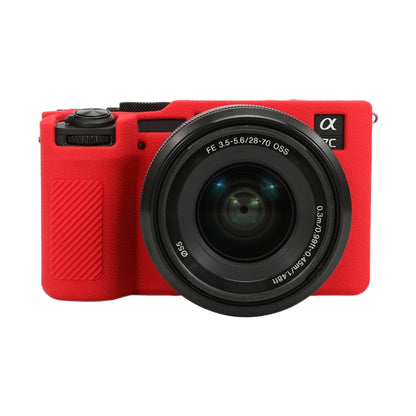 For Sony ILCE-7CM2 / A7C II / A7CR Litchi Texture Soft Silicone Protective Case(Red) - Protective Case by buy2fix | Online Shopping UK | buy2fix