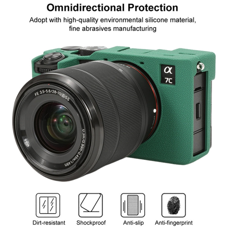 For Sony ILCE-7CM2 / A7C II / A7CR Litchi Texture Soft Silicone Protective Case(Green) - Protective Case by buy2fix | Online Shopping UK | buy2fix