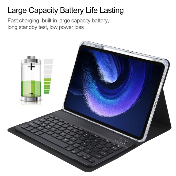 For Xiaomi Pad 6 Square Button Backlight Bluetooth Keyboard Rotatable Holder Leather Case(Black) - Others Keyboard by buy2fix | Online Shopping UK | buy2fix