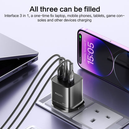 Yesido YC84 PD65W Three Port Type-C GaN Charger, UK Plug - USB Charger by Yesido | Online Shopping UK | buy2fix