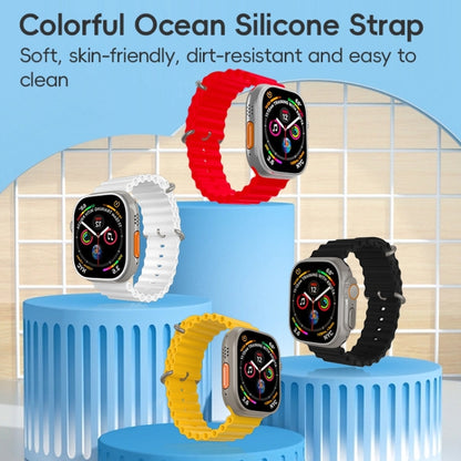 For Apple Watch Series 8 45mm ZGA Ocean Silicone Watch Band(Black) - Watch Bands by ZGA | Online Shopping UK | buy2fix