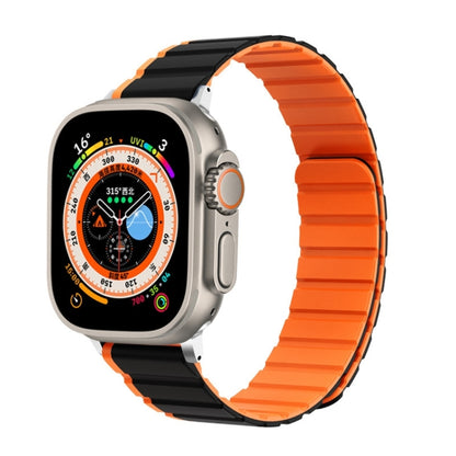 For Apple Watch Ultra 49mm ZGA Two Color Magnetic Silicone Watch Band(Black+Orange) - Watch Bands by ZGA | Online Shopping UK | buy2fix