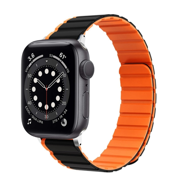 For Apple Watch Series 6 44mm ZGA Two Color Magnetic Silicone Watch Band(Black+Orange) - Watch Bands by ZGA | Online Shopping UK | buy2fix