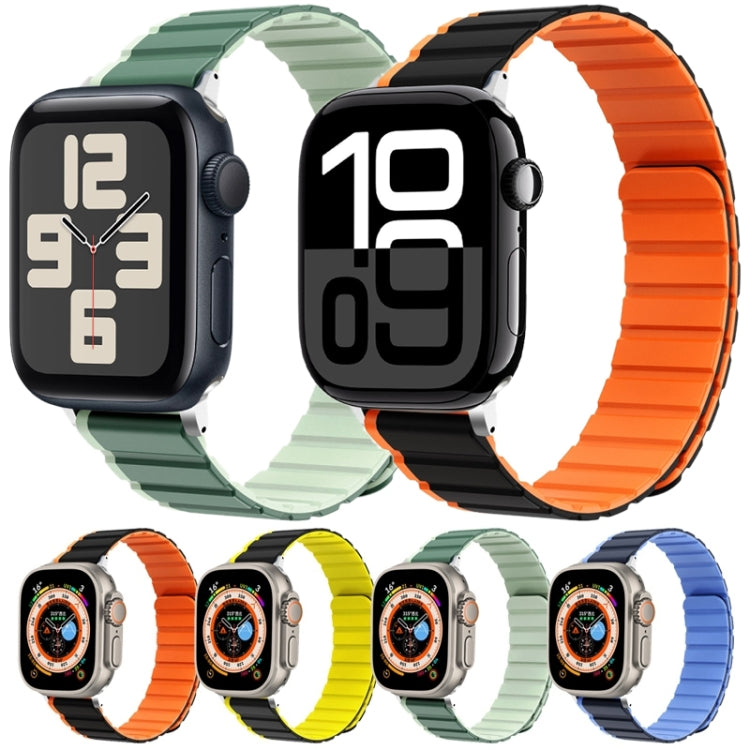 For Apple Watch Series 3 42mm ZGA Two Color Magnetic Silicone Watch Band(Black+Orange) - Watch Bands by ZGA | Online Shopping UK | buy2fix