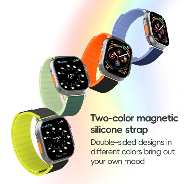 For Apple Watch SE 2023 44mm ZGA Two Color Magnetic Silicone Watch Band(Grey+Yellow) - Watch Bands by ZGA | Online Shopping UK | buy2fix