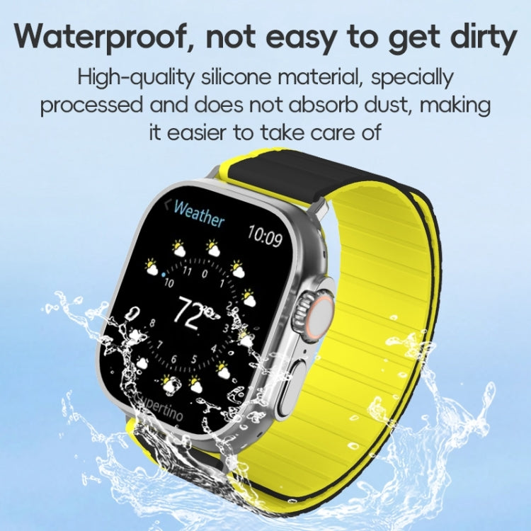 For Apple Watch SE 44mm ZGA Two Color Magnetic Silicone Watch Band(Grey+Yellow) - Watch Bands by ZGA | Online Shopping UK | buy2fix