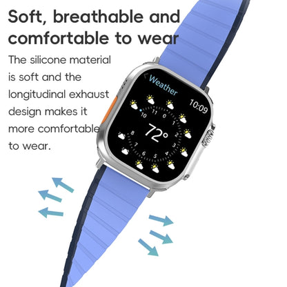 For Apple Watch 42mm ZGA Two Color Magnetic Silicone Watch Band(Dark Blue+Light Blue) - Watch Bands by ZGA | Online Shopping UK | buy2fix